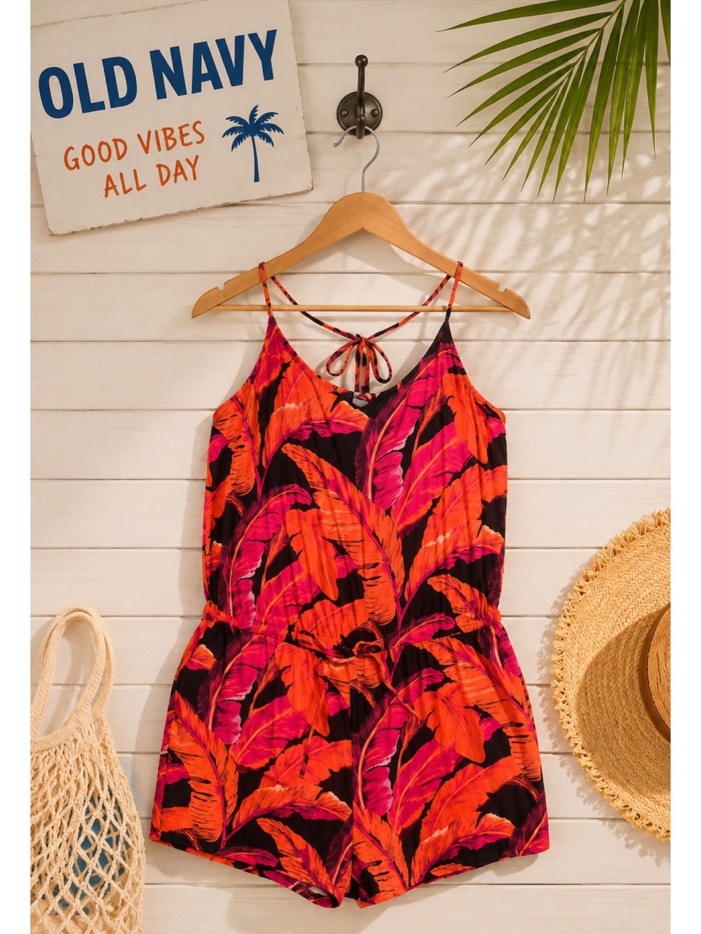 Old Navy. Orange Tropical Romper. Size XXL.